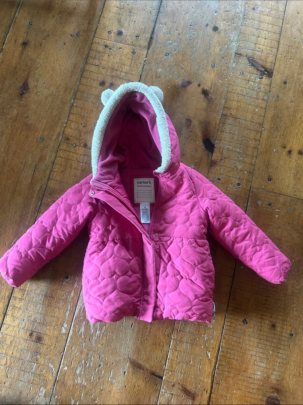 Carter's Hot Pink Quilted Hooded Girls Coat